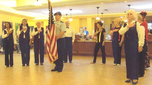 Performing at the Clyde E. Lessen State Veterans Nursing Home the Dance Styles program began with posting of the colors and the pledge to the flag. Contributed photo