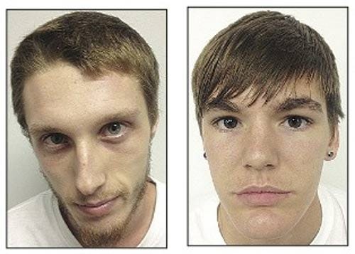 Photos courtesy Franklin Police Department - Franklin residents Joseph Meyer, left, and Christian Wood, were arrested on various charges after a motor vehicle stop on Route 23.