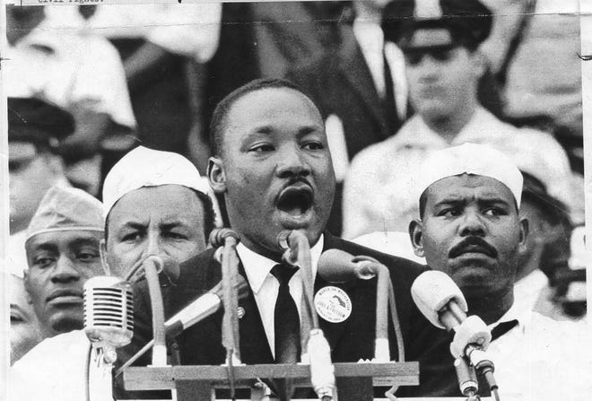 The Rev. Martin Luther King Jr. delivers his “I Have a Dream” speech on Aug. 28, 1963.