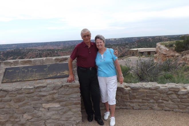 John and Marie Beard of Stanley standing at the observation point on the canyon rim in Palo Duro Canyon State Park.