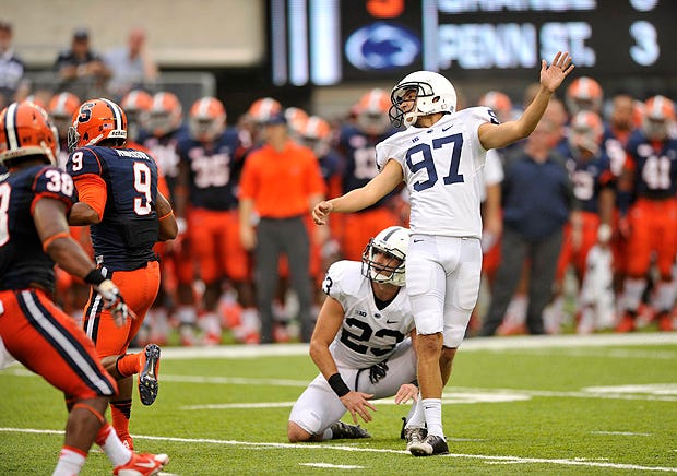 Penn State kicker Sam Ficken hits a 35-yard field goal against Syracuse last week, part of his 3-for-3 game. He now has made his past 13 attempts.