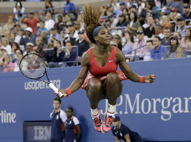 David Goldman Associated Press Serena Williams reacts after beating Victoria Azarenka in the women's final of the U.S. Open on Sunday in New York.