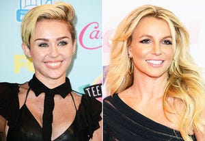 Miley Cyrus, Britney Spears | Photo Credits: Jason Merritt/Getty Images, Paul A. Hebert/Getty Images