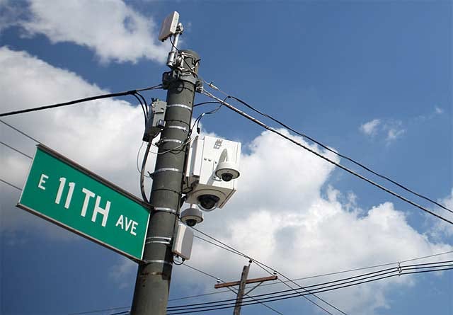 Additional surveillance cameras, like this one at the intersection of E. 11th Avenue and N. 4th Street, may be installed in the Weinland Park neighborhood.