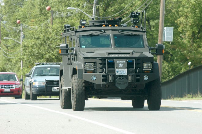 A Brockton police sweep occurred on Friday, Sept. 13, 2013. They used an armored vehicle from the Massachusetts State Police.