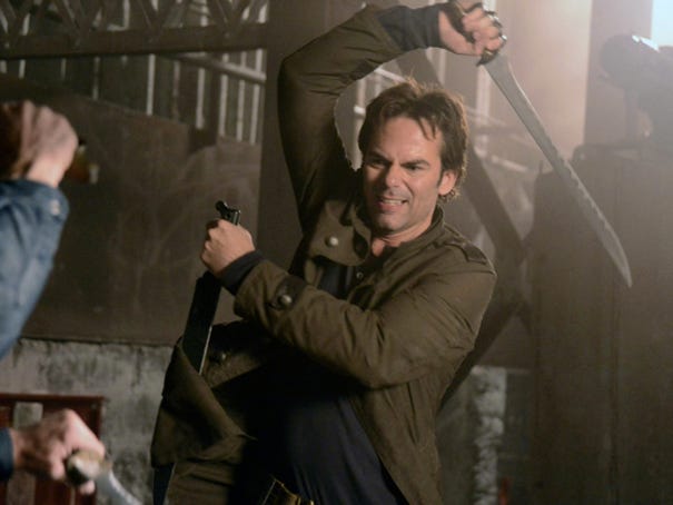 Stunt coordinator Jeff Wolfe won an Emmy award for Outstanding Stunt Coordination for 'Revolution," starring Billy Burke (pictured). NBC PHOTO