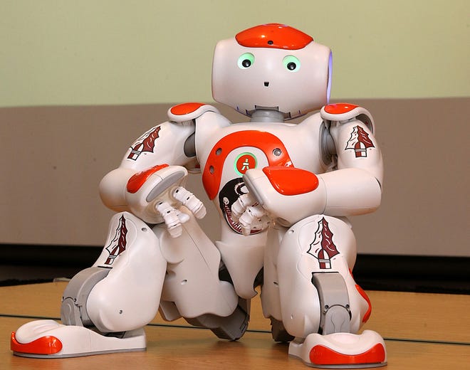 Sam E. Nole, Florida State University Panama City’s new humanoid robot, was introduced at the school Monday.