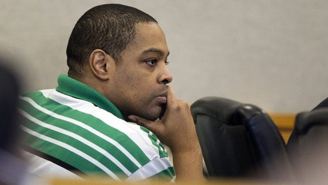 Gerald Dee Bell, 39, listens to testimony Tuesday during his capital murder trial. Bell is accused of forcing his way into 23-year-old Quin’Qualita Jackson’s apartment just before she was found stabbed and strangled.