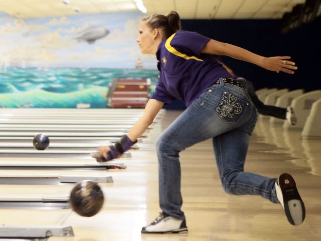 Shelly Reniff bowls for the Cajun Growers team in the Pinsplitters Women's League Thursday 
at Creole Lanes in Houma. Creole Lanes hosts 12 leagues throughout the week for all ages.