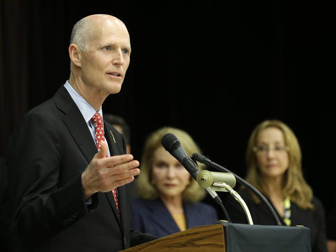 Florida Gov. Rick Scott, shown in this Monday, June 10, 2013 file photo, is calling for public hearings and possible changes to the Common Core State Standards.