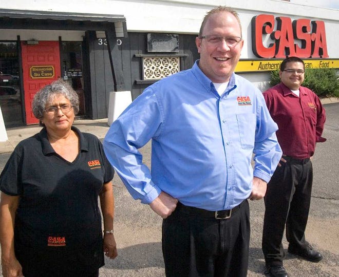 Casa Authentic Mexican Food has been serving Mexican cuisine in Topeka for more than 40 years. Waitress Helen Barreto, left, has been with the restaurant for 24 years, General manager Troy Repp, center, has been with the restaurant since 2006, and manager Daniel Blanco has been with the restaurant since 2005.