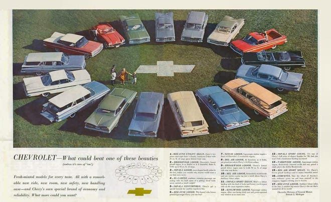 Chevrolet advertising for its models back in 1959.