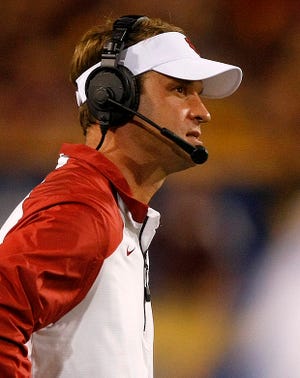 Lane Kiffin reacts after the devastating loss to Arizona State.