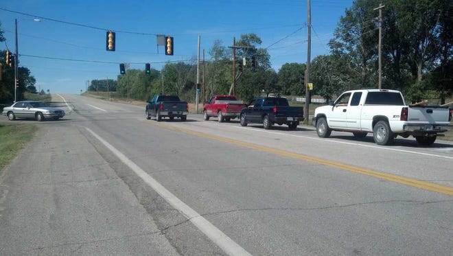 Shawnee County Commissioners voted Monday to enter into a contract to put a roundabout to replace the current signals at this intersection at N.W. 46th and Topeka Boulevard. This photo was taken from east of the intersection facing west.