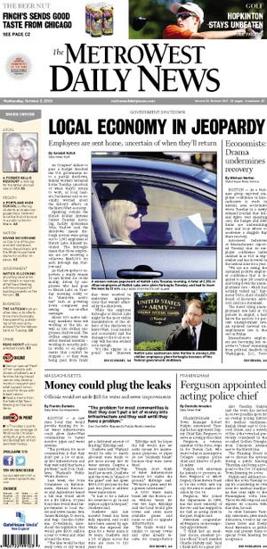 Front page of the MetroWest Daily News for 10/02/13