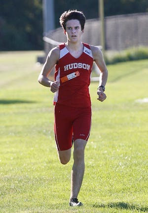 Hudson's Andrew Doherty Munro takes first place in Tuesday's cross country meet against Marlborough at Ghiloni Park in Marlborough.