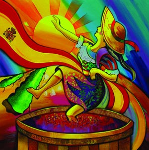 "The Lady of the Wine Festival" by artist Don Trousdell was created for the St. Augustine Spanish Wine Festival.