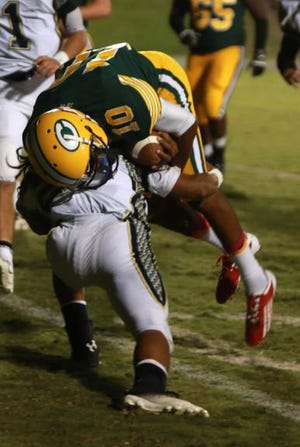 Crest's P.J. Brooks scores on a 9-yard run in Friday's 52-14 victory against Chase.