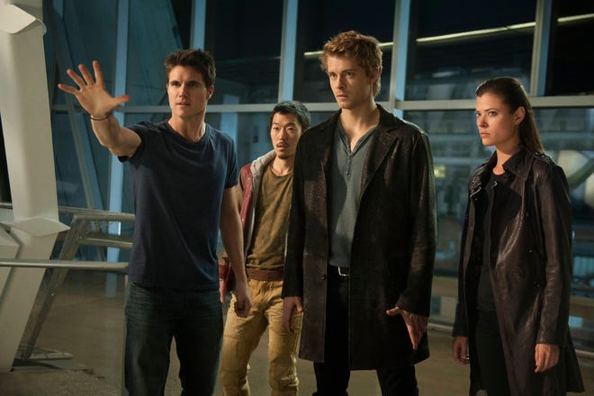 Left, Robbie Amell as Stephen, Aaron Woo as Russell, Luke Mitchell as John and Peyton List as Cara in "The Tomorrow People," premiering on Wednesday, Oct. 9 on ch. 28, 56.