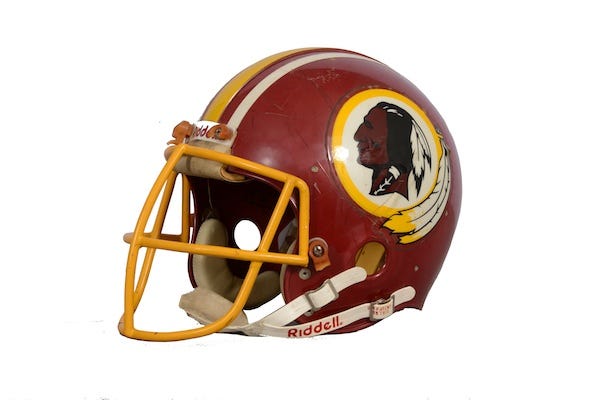 A Washington Redskins helmet