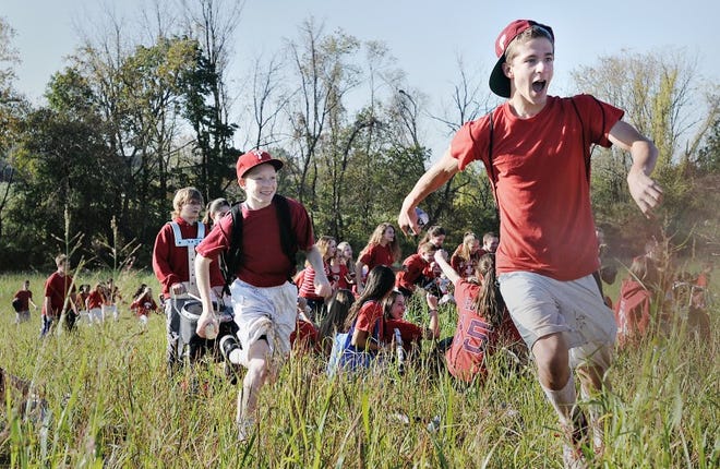 "British troops" prepare to take over "Colonial troops" Tuesday during a re-enactment of the Battle of Bunker Hill staged by the entire eighth-grade class of Newtown Middle School at Tyler State Park in Newtown Township.