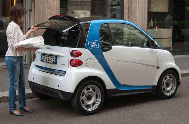 A Car2Go customer in Milan, Italy.