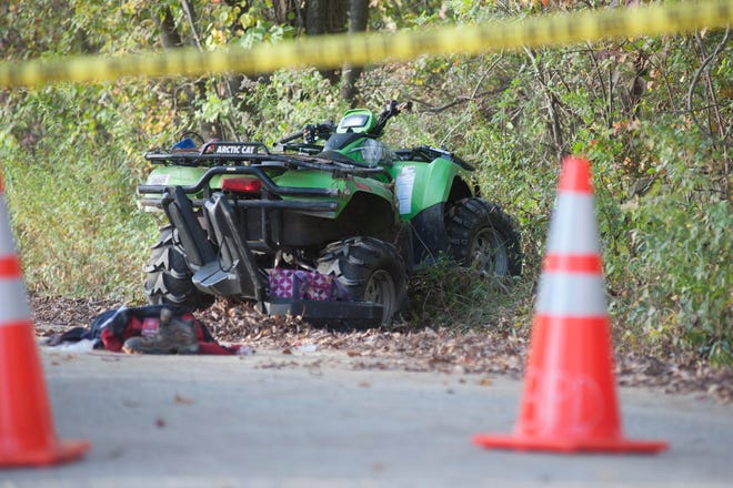 Ryan McBride/Staff Photographer 

A helicopter was called to Barrington to transport a male rider of this ATV. The man was unresponsive after a rollover on Canaan Back Road Tuesday afternoon.
