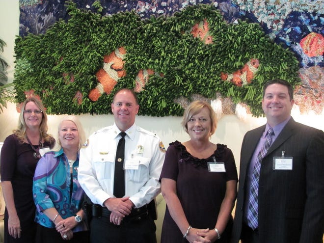 Executive board members are (from left) Michele Simonsen, first vice chair; Sherrilee Stoudt, chair; Lt. William Walden, secretary; Denise Allen, second vice chair; and Trever Henderson, treasurer.