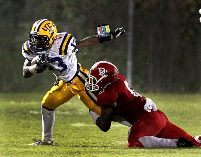 Union County Tigers runner Geordyn Green returned a blocked punt 28 yards for a touchdown Friday night against Newberry.