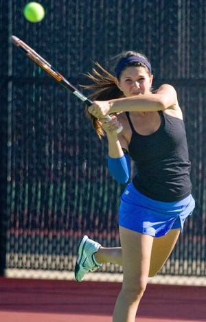 Blues junior singles player Madeline Hill will face the top seed Sunday in the 6A semifinals.