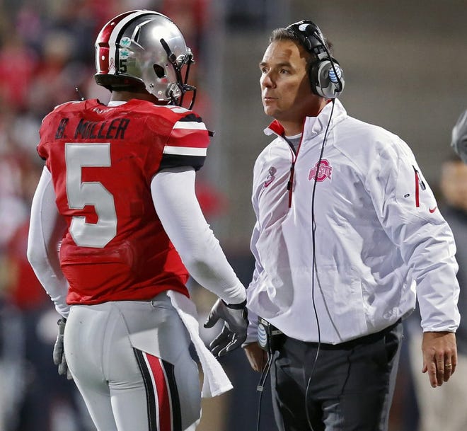 Braxton Miller and Urban Meyer during Ohio State's victory over Penn State