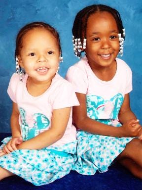 The daughters of Gerald and Terrinda Hopper of Shelby have a chronic kidney disease, which recently claimed the life of their oldest daughter, Karma, right, who was 7. Gwendolyn, 5, left, continues to battle the disease and travels to Charlotte three times a week for dialysis. (Photo submitted by Linda Lockhart)