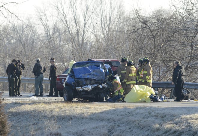 In this Journal Star file photo from Jan. 15, rescue personnel work the scene of a double fatal accident on U.S. Route 24 near Kingston Mines in Peoria County.