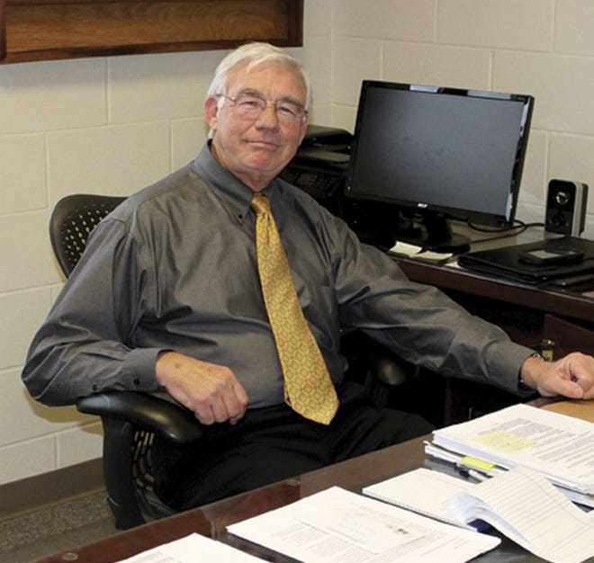 Livingston County Sheriff Al Lindsey at his desk. Lindsey has been on the job for a week.