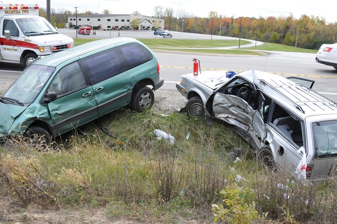 A crash on U.S. 223 sent two people to area hospitals Friday afternoon.