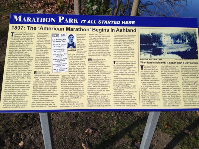 Plaques showcasing Ashland's Boston Marathon history were unveiled Saturday.