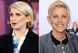 Liz Feldman, Ellen DeGeneres | Photo Credits: Justin Lubin/NBC/Getty Images, Jason Merritt/Getty Images