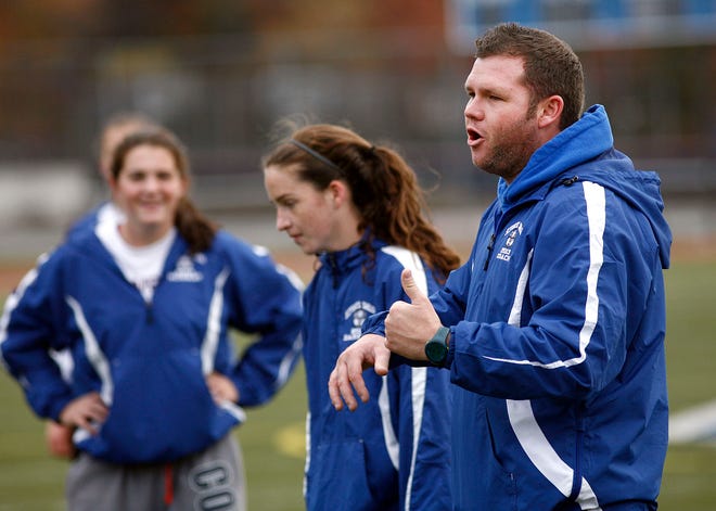 The Scituate High girls soccer team under coaching of Rob Williams prepares for the Division 2 South Sectional tournament, Wednesday, Oct. 30, 2013.