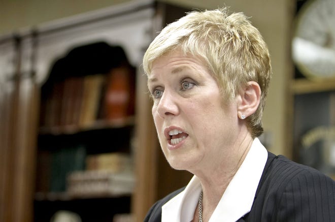 Oklahoma state Schools Superintendent Janet Barresi speaks during the school board meeting on Thursday, March 29, 2012, in Oklahoma City, Oklahoma. Photo by Chris Landsberger, The Oklahoman