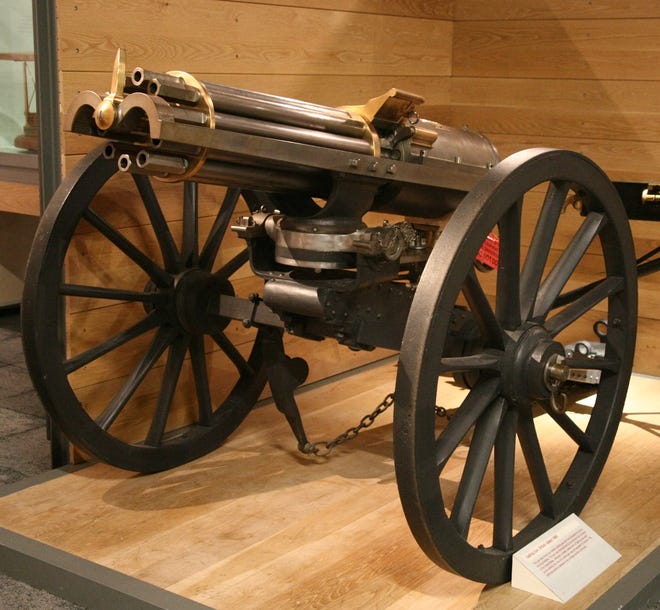 In 1862, inventor Richard J. Gatling received a U.S. patent for his rapid-fire Gatling gun.