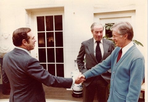 Lincoln Bloomfield of Cohasset, left, was an analyst for President Jimmy Carter's Natoinal Security Council. He died Oct. 30 at 93. Lincoln Bloomfield Jr. photo