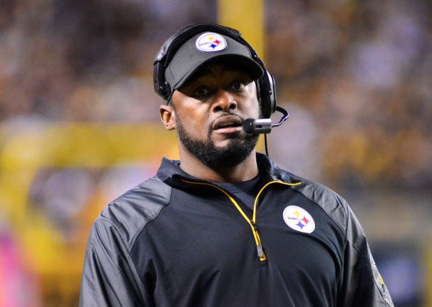 Coach Tomlin looks relieved as the game ended.