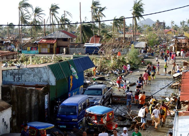 This photo taken by Lise Ballangrud, volunteer with Volunteers for Visayans, or VfV, shows the devastation in Tacloban, Philippines, caused by Typhoon Haiyan.
