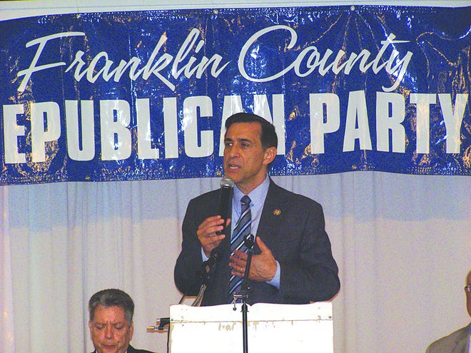 National Republican figure Darrell Issa, chairman of the House Oversight and Government Reform Committee, spoke in Greencastle last week.
