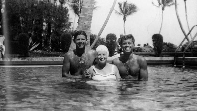 Joe Jr., Rose, and Jack in Palm Beach, circa 1942. Courtesy of Rose Kennedy Family Album.