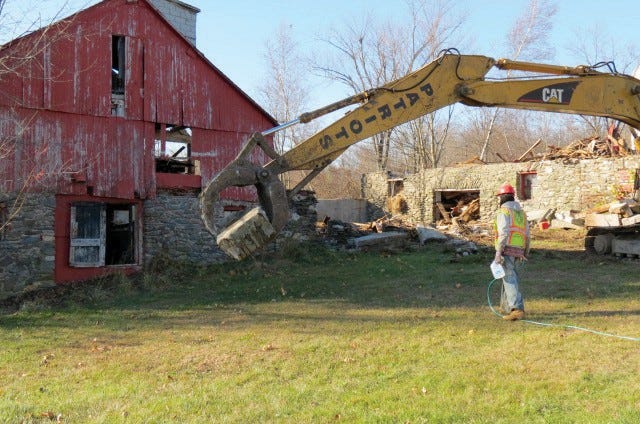 Demolition work has been taking place at the Fieldstone Farm barn.