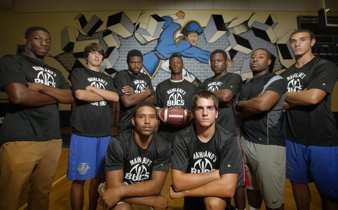 Members of Mainland's "Special Forces," from left: Marcus Brunson, Chris Miglioranzi, Kailik Williams, Kaylo Hannah, Meiko Dotson, Ricky Norris. Kneeling front: Trey Rodriguez and Jake Tilghman.