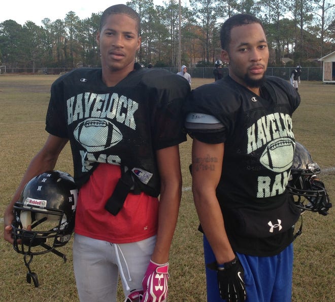 Havelock brothers Kyran (left) and Micheal Bowman are two of the Rams’ go-to wide receivers this season. The duo has combined for 878 receiving yards and 10 touchdowns.