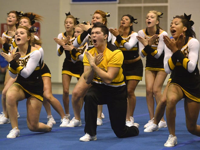 The Chesnee cheer squad, pictured here during a competition earlier this year, won the 2A state championship on Saturday in Columbia.