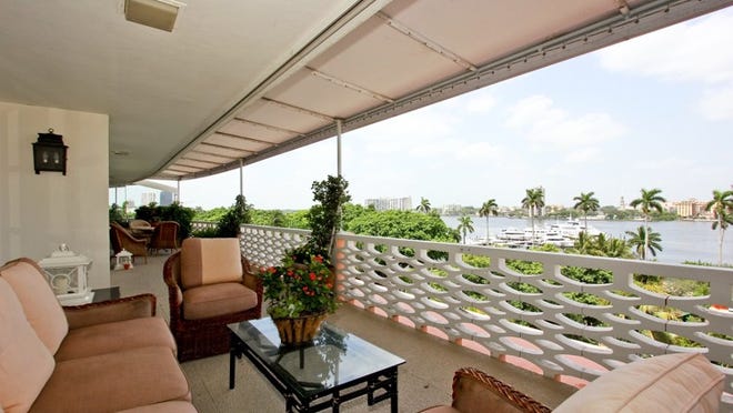 The 800-square-foot balcony of Penthouse A at the Southlake captures views of the Town Docks. Photo by VHT